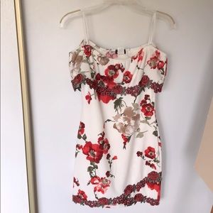 White floral off the shoulder mini dress